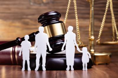 Separation Of Family Cut Out imposed over a gavel